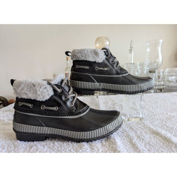 JSPORT by Jambu Mary Ankle Rubber W/ Fur Trim ~ Black Boots Sz 6M - Picture 11 of 11